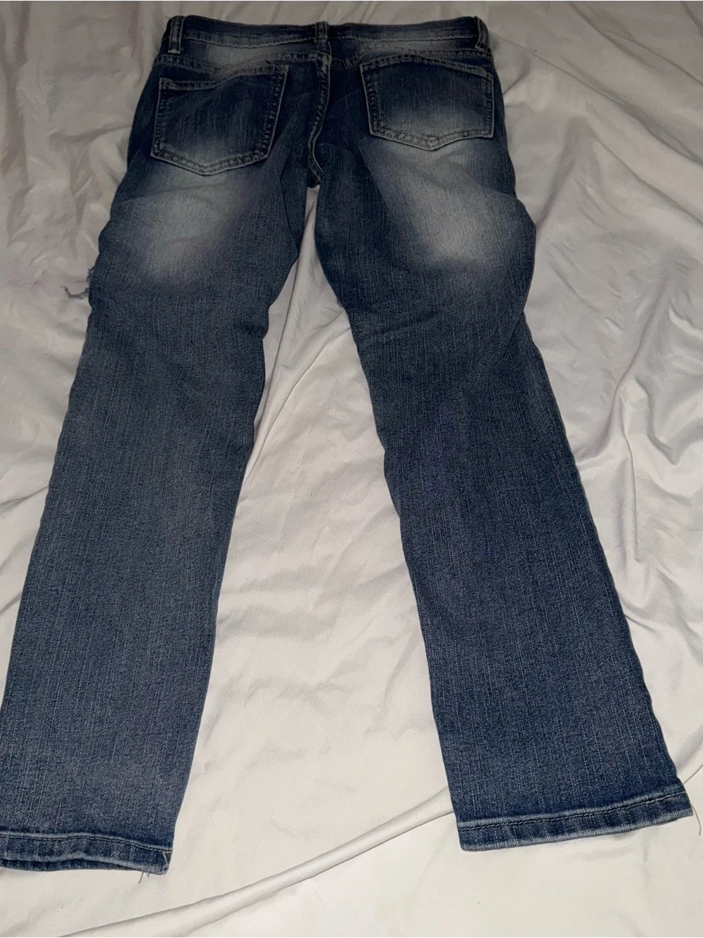 Kids’ Distressed Blue Ribbed Knee Jeans